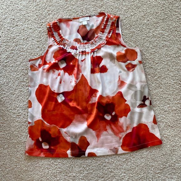 Loft Large Sleeveless Blouse - Lightweight Sassy Red Pattern - Picture 2 of 6